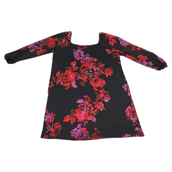 Harper 241 Wom Sz 6 Black Dark Floral Sheer Long Sleeve Dress Whimsigoth Witchy - Picture 2 of 12